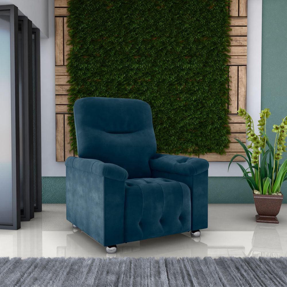 Poltrona Reclinável MX38 Virtus Veludo Azul E433 - Matrix