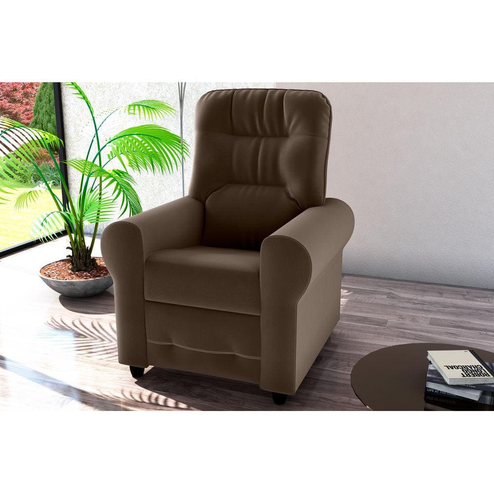 Poltrona Reclinável MX24 Clio Veludo Marrom E426 - Matrix