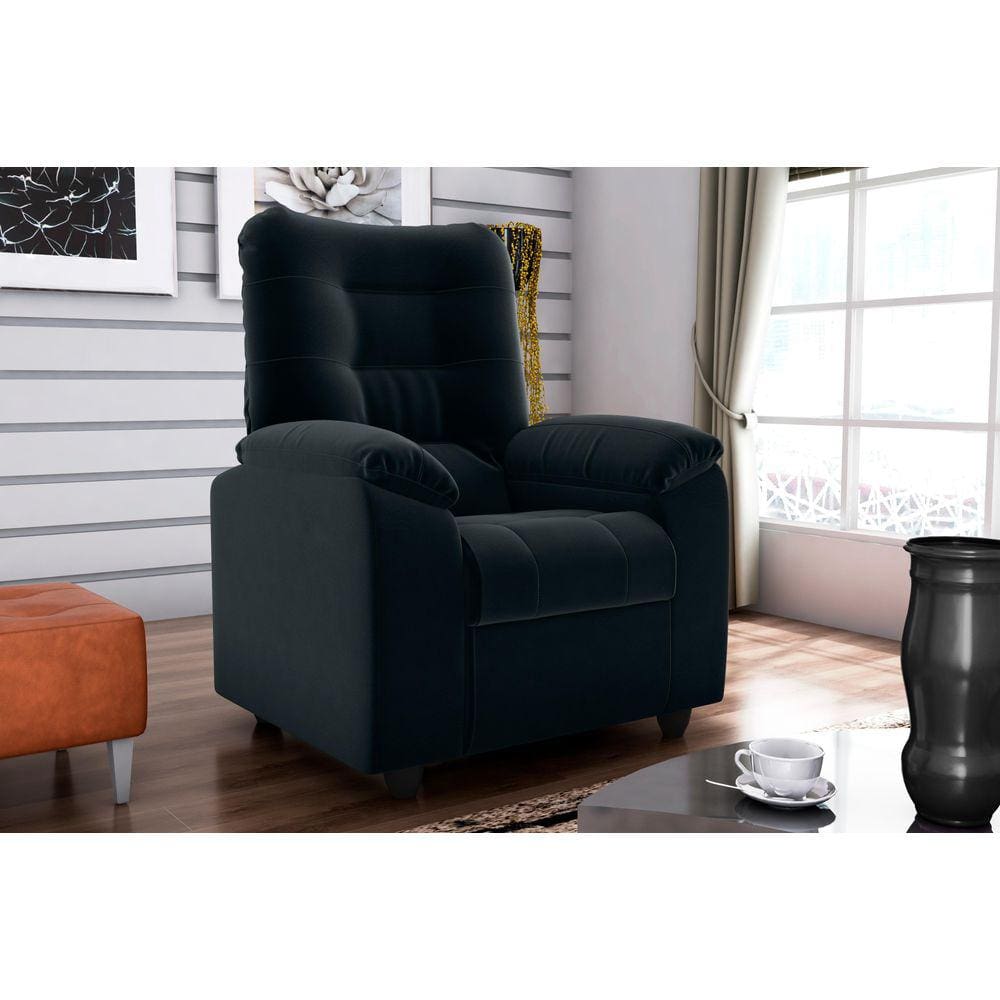 Poltrona Reclinável MX61 Onix Veludo Preto E451 - Matrix