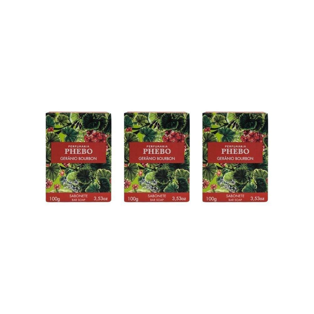 Sabonete Phebo Mediterraneo 100G Geranio Bourbon - Kit C/3Un