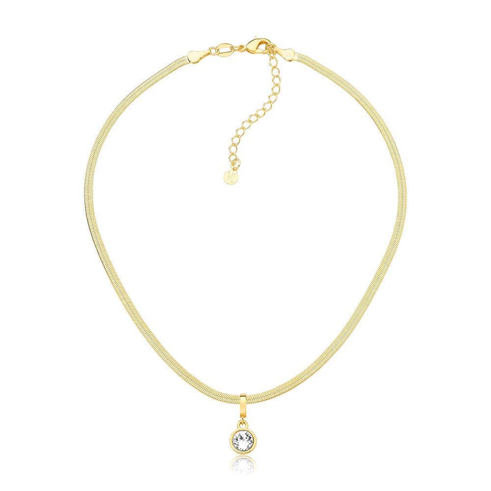 Choker Fita Diamantada com Cápsula de Café Revestida em Ouro