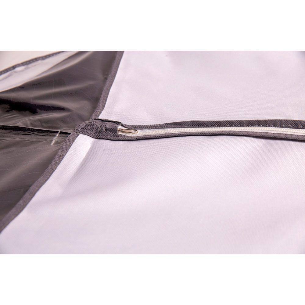 Capa Protetora Para Roupas Sociais e Casacos Vizapi Exclusive 150x55cm Branco Cinza
