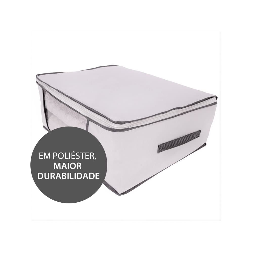 Organizador Para Roupas de Cama Banho e Casacos M Vizapi Exclusive 50x40x20cm Branco Cinza