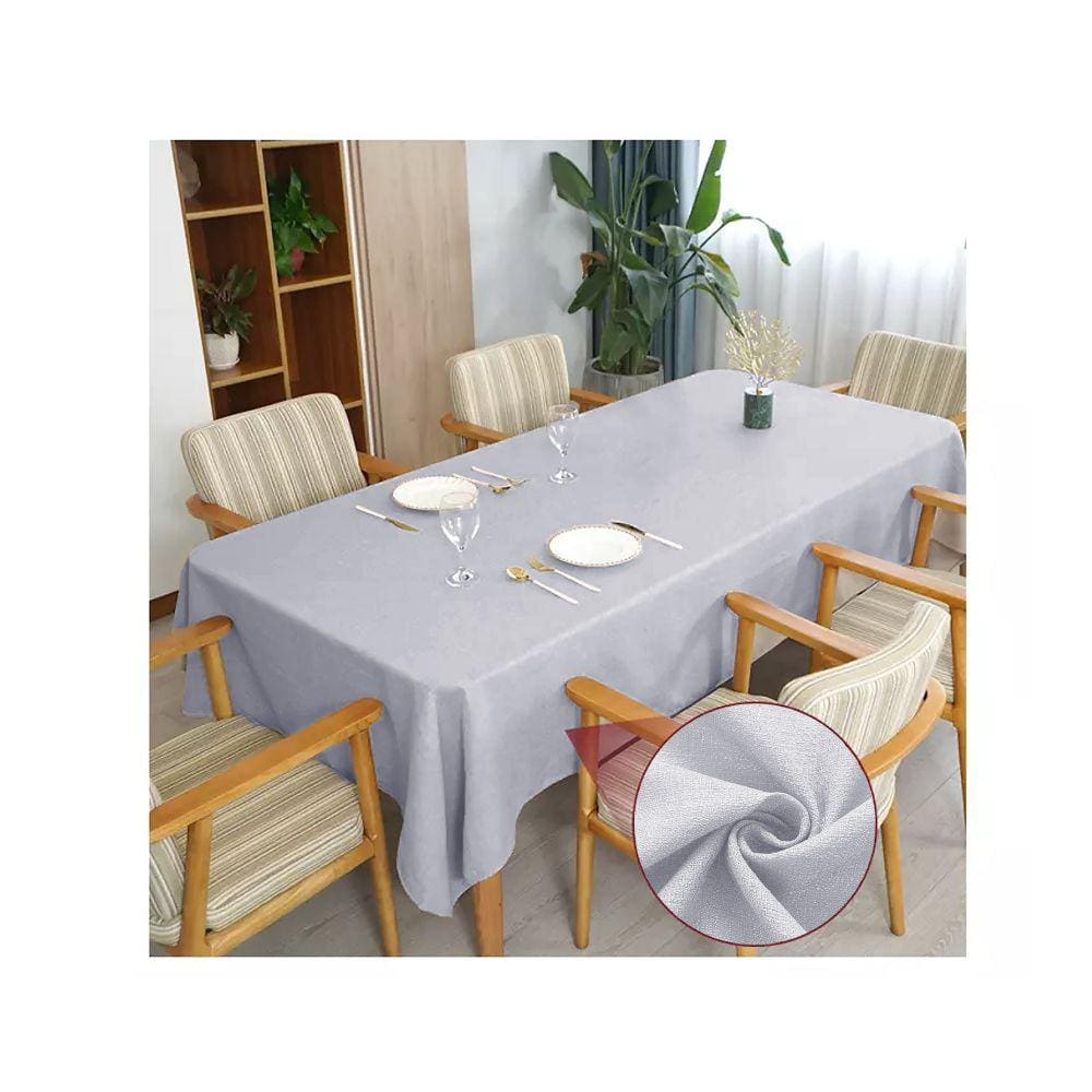 Toalha de mesa 8 Lugares Retangular Linho Rústico Cinza