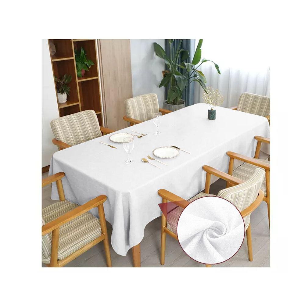 Toalha de mesa 8 Lugares Retangular Linho Rústico Branco
