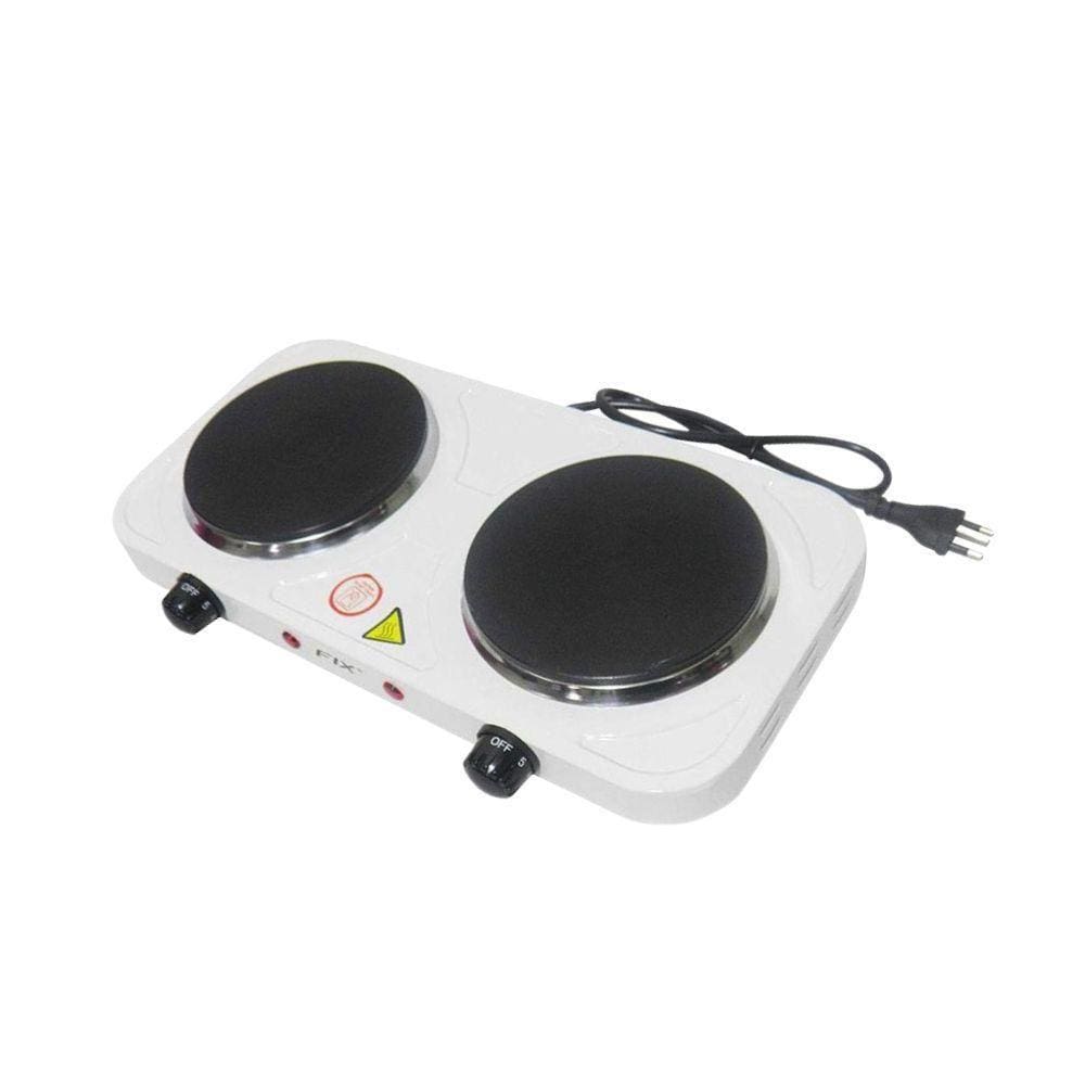 Fogão Elétrico Portátil De Mesa Disco 220V Duas Bocas Branco