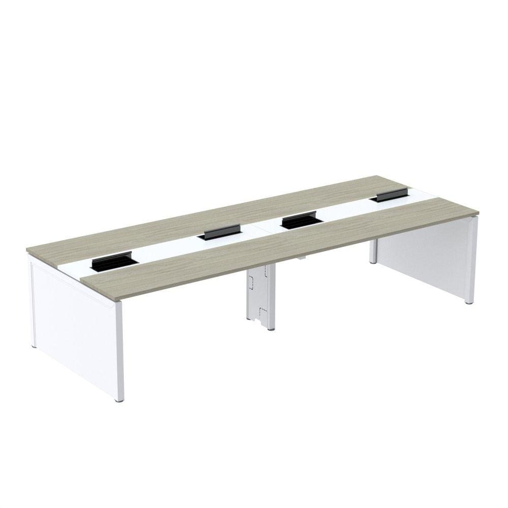 Mesa Plataforma Dupla para 4 Lugares para Coworking 140x120/4p Nogueira casbalanca/Branco