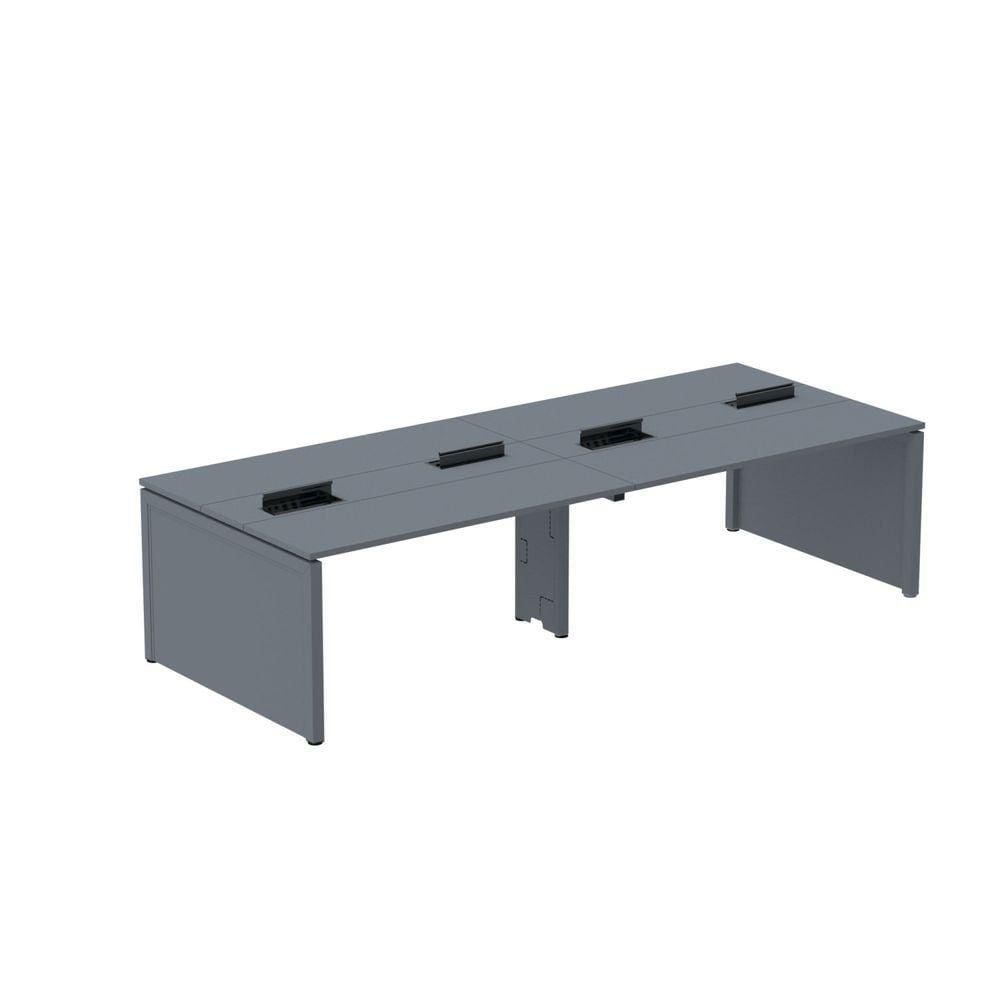 Mesa Plataforma Dupla para 4 Lugares para Coworking 130x120/4p Grafito