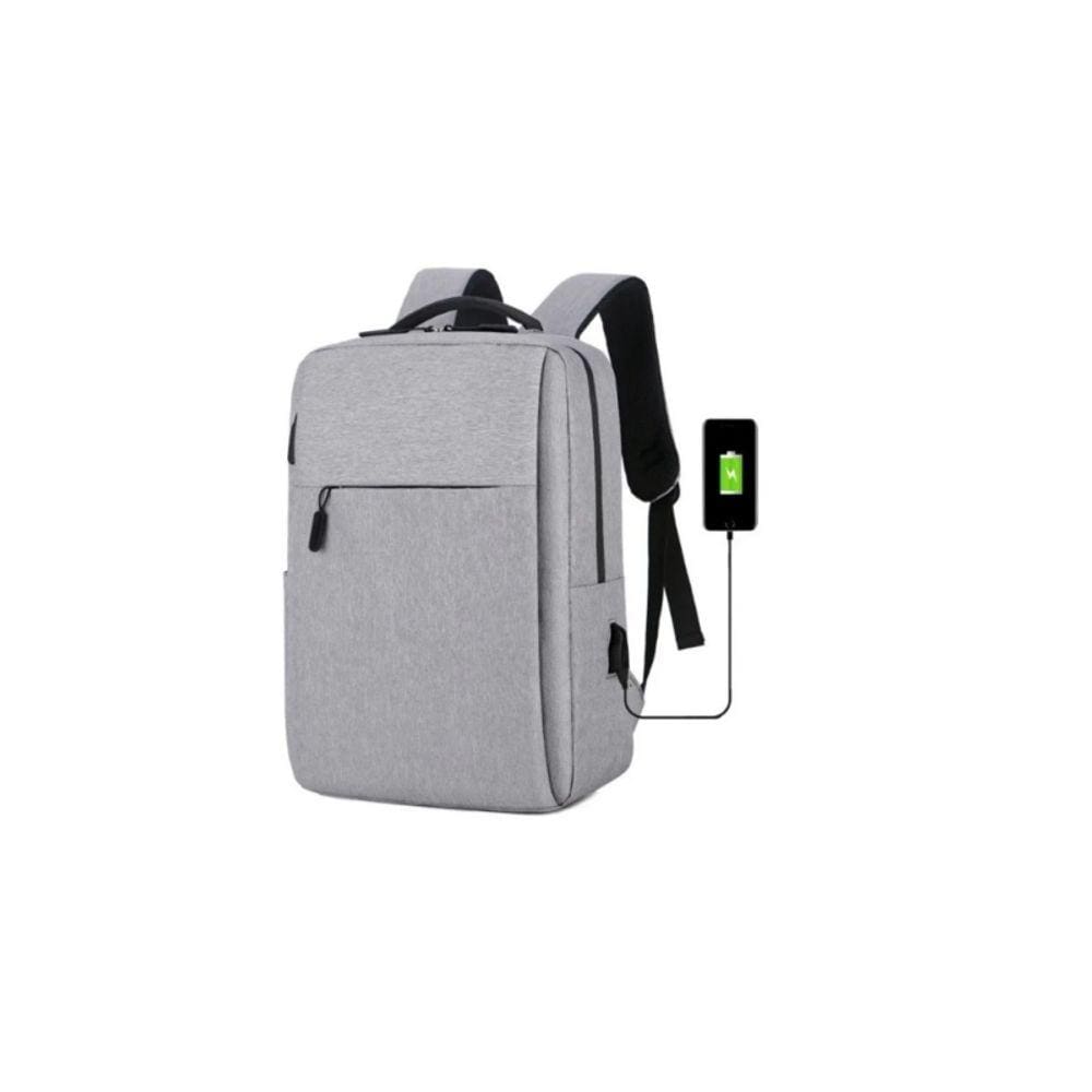 Mochila escolar anti-roubo, bolsa casual, laptop, cinza com USB