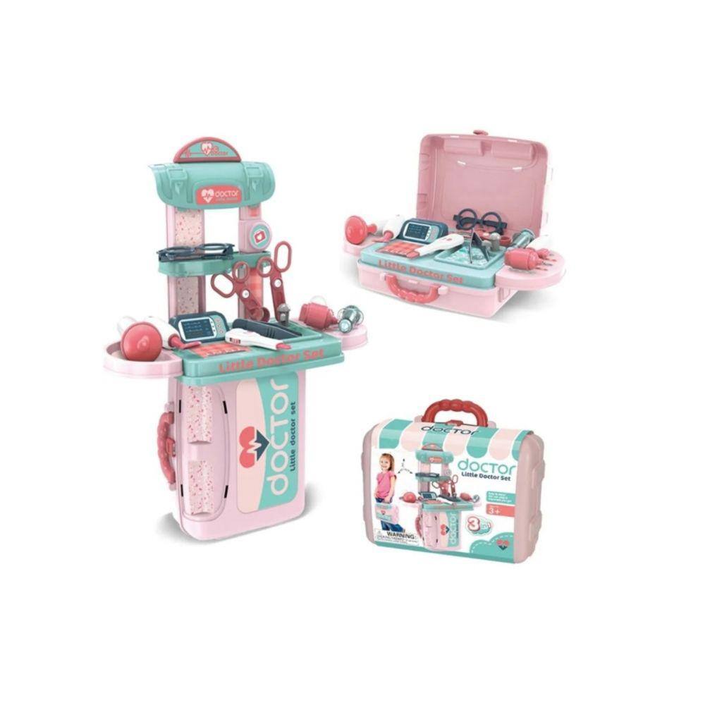 Maleta Toy Doctor Little Doctor 3 em 1 rosa para crianças a partir de 3 anos