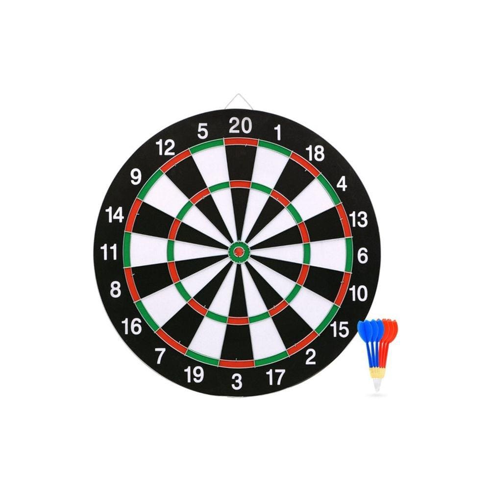 Dart Board Tabuleiro de tiro em branco reversível de 41,5 cm com 6 dardos