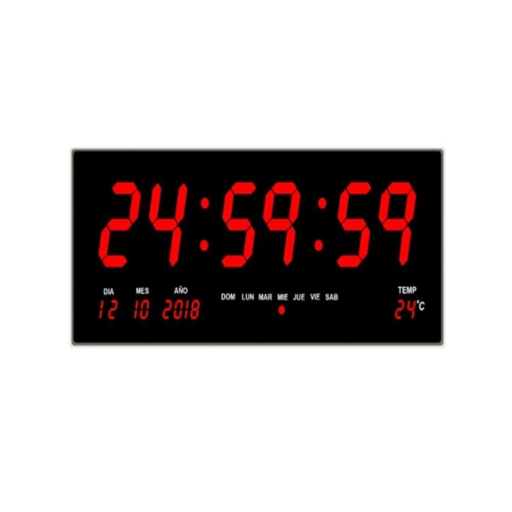Relógio digital LED de parede 82381 com calendário e temperatura
