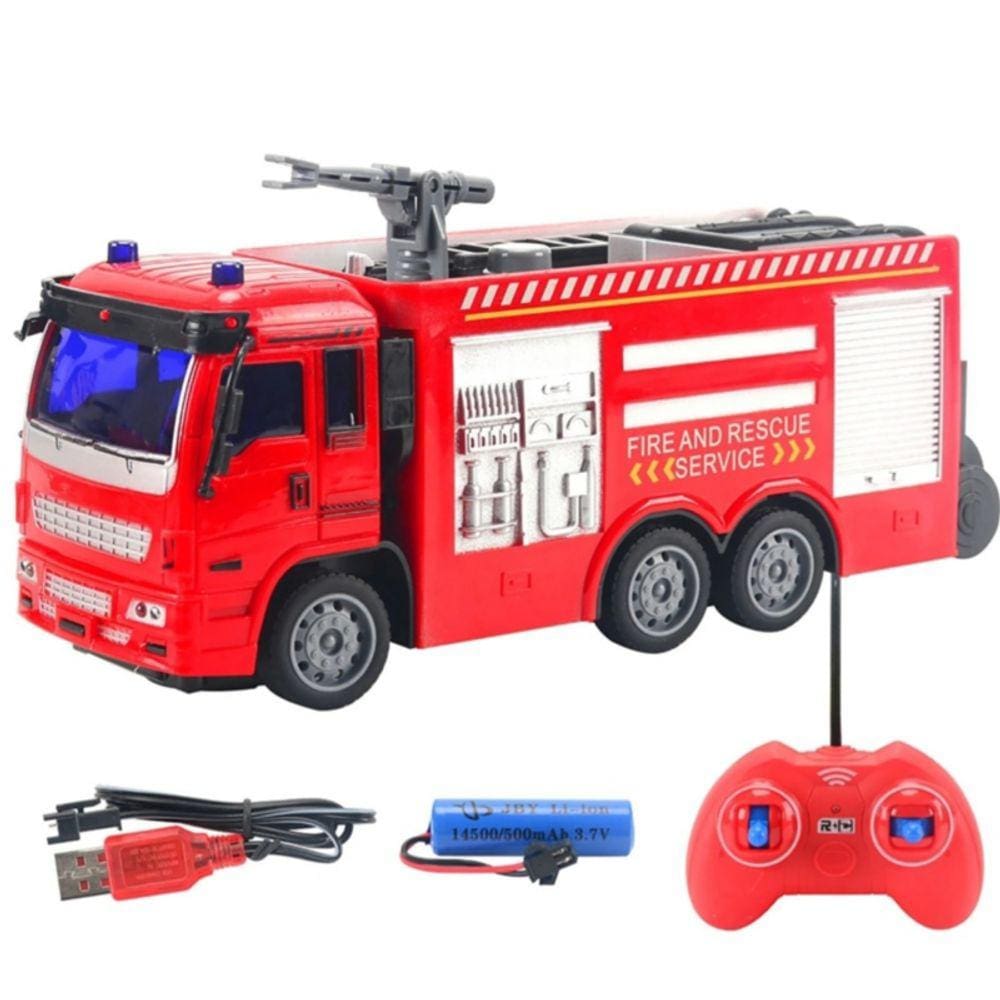 Brinquedo de caminhão de bombeiros com controle remoto de 2 canais para crianças