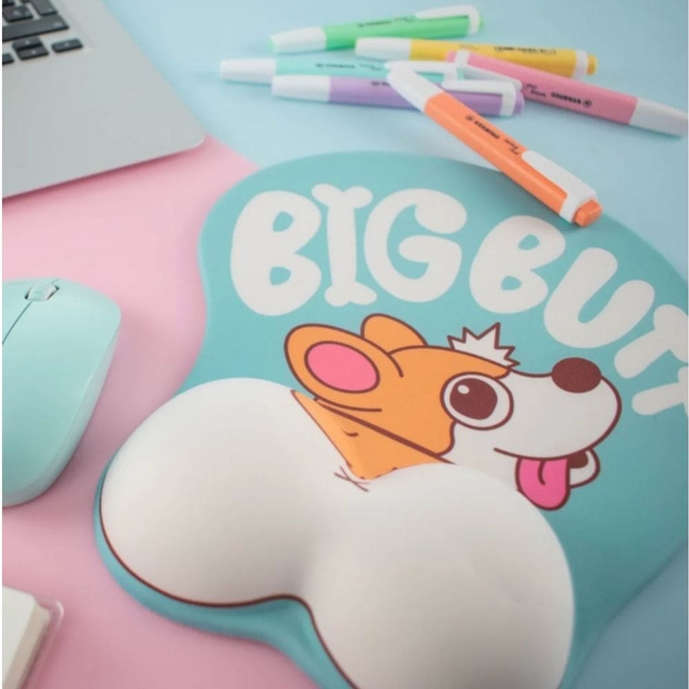 Mouse pad de silicone Corgi Design com suporte de pulso