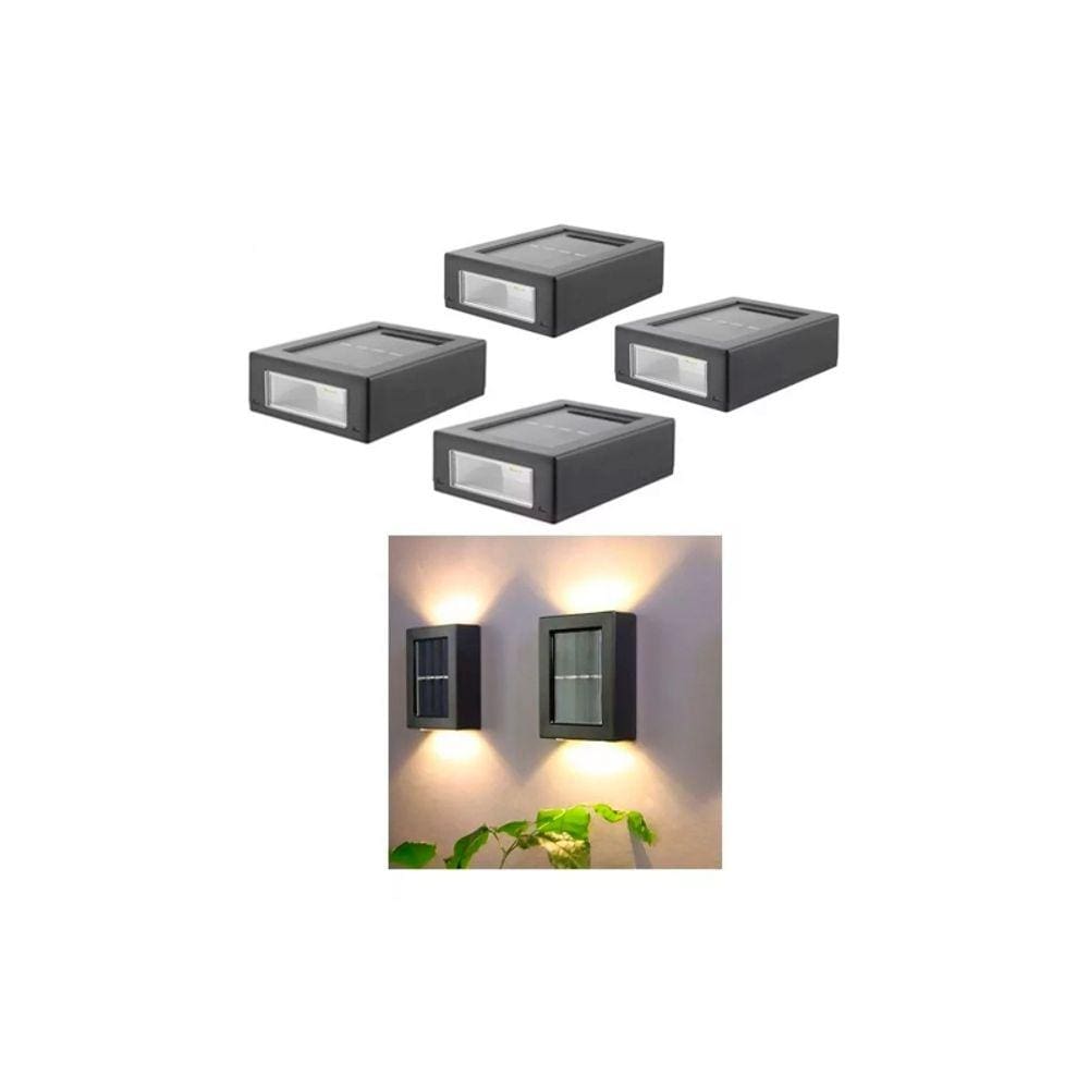 Conjunto de lâmpadas de holofote solar, 4 apliques externos à prova d`água