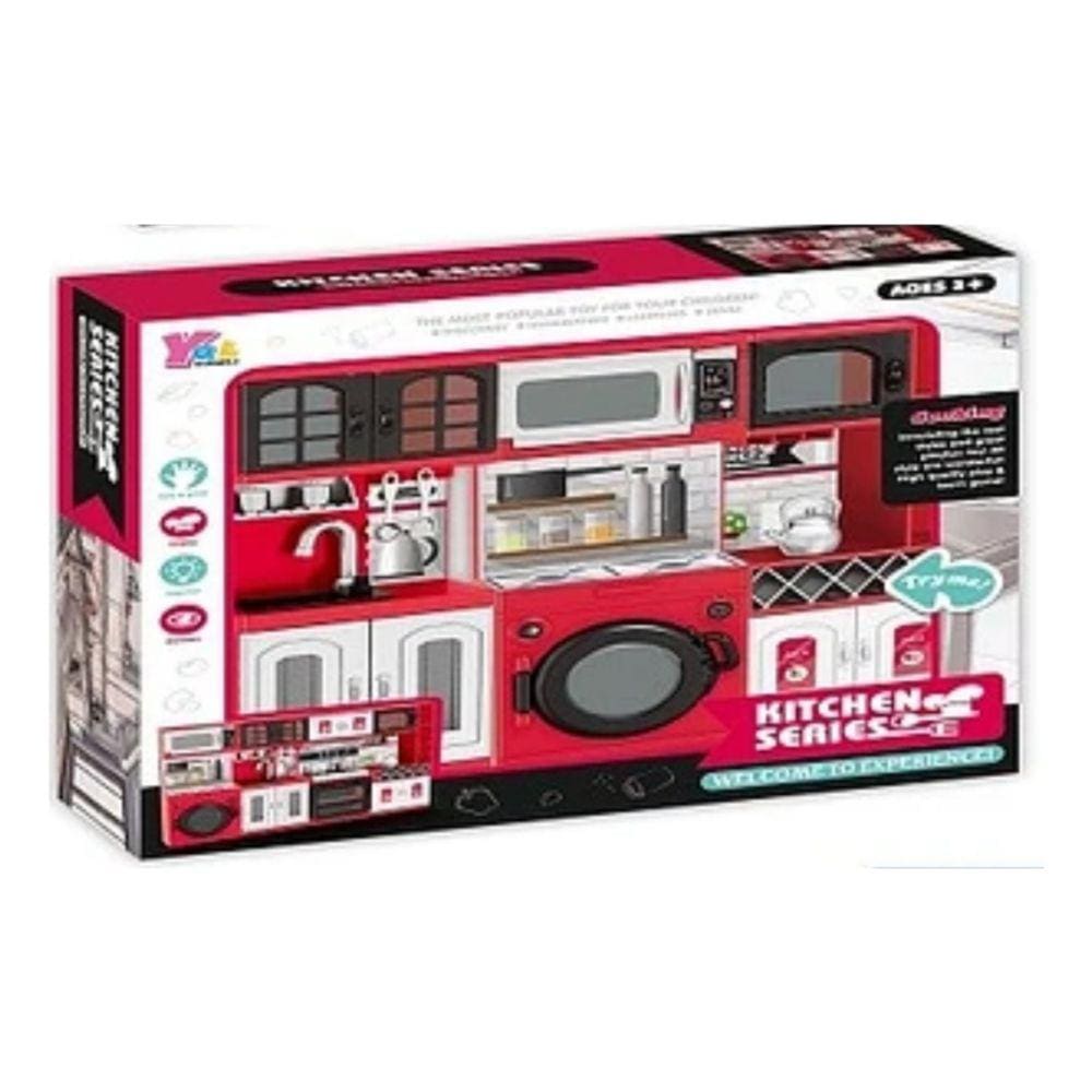 Conjunto de brinquedos de cozinha para bonecas com 3 módulos e acessórios