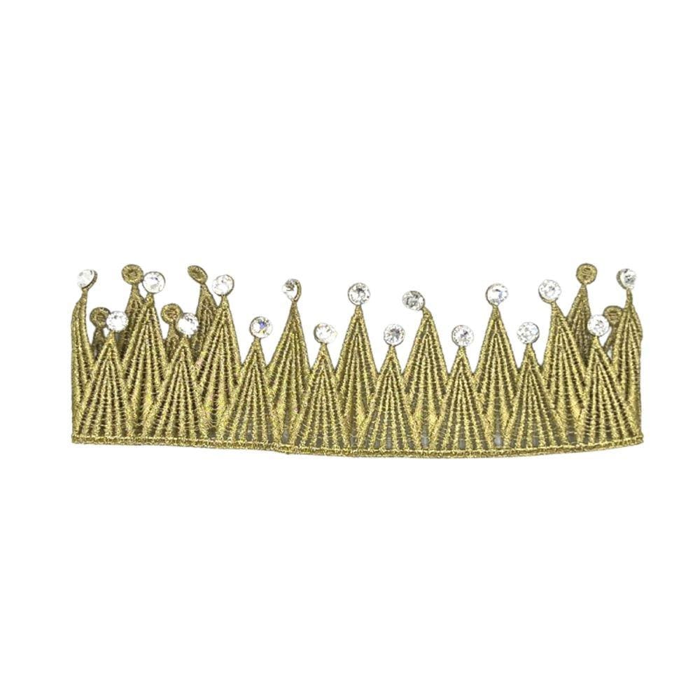 Faixa de cabeça Princess Crown para meninas, elástico dourado