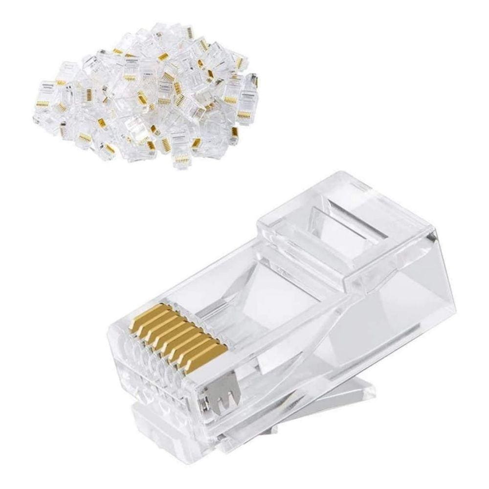 Pacote de 100 conectores RJ45 e terminais de rede