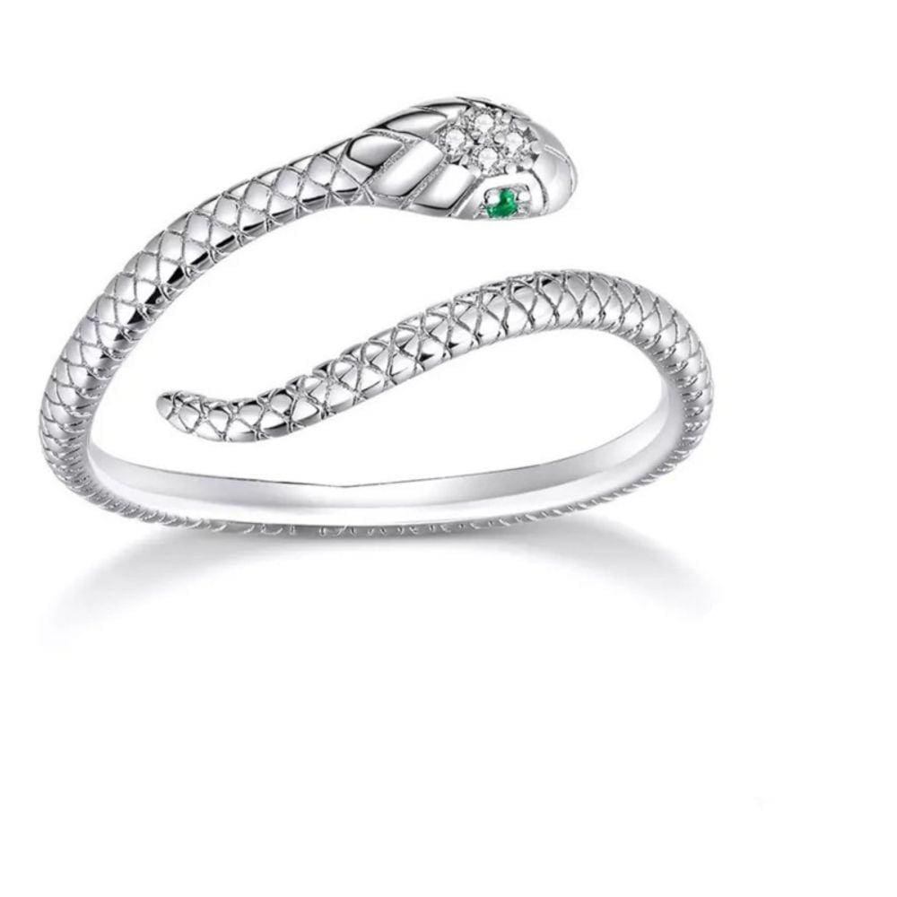 Anel Serpentine Snake ajustável em prata 925 banhado a ródio