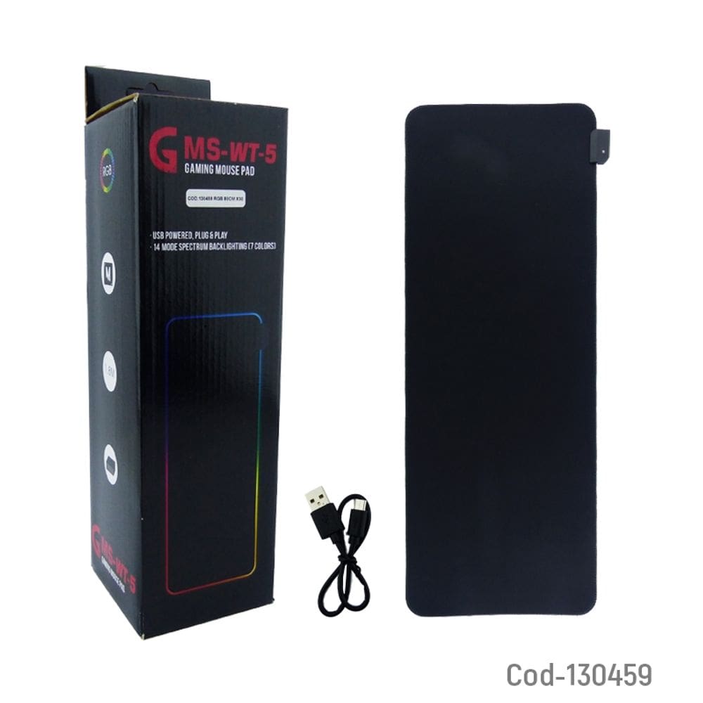 Mouse Pad Gamer RGB Light 80x30cm Neoprene Nylon Preto