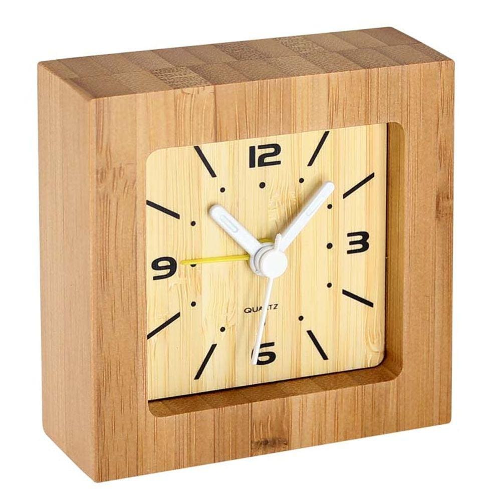 Despertador de madeira de bambu ecológico 8x8x3cm