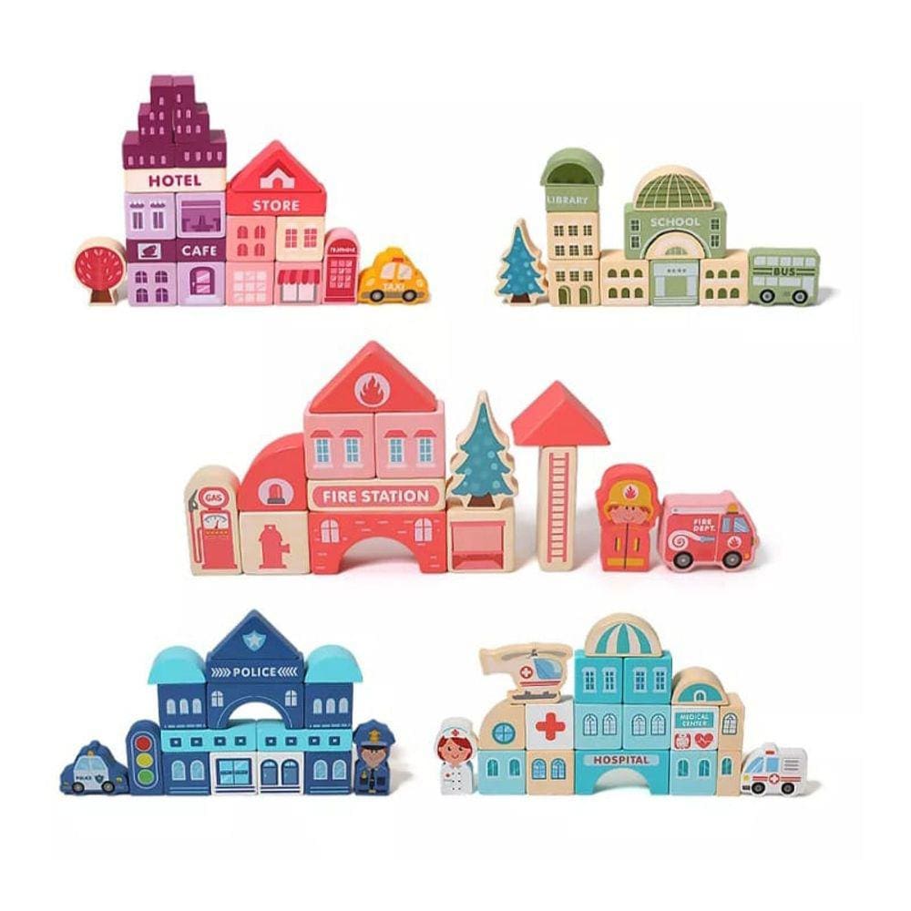 Blocos de construção Wooden Cube Construction City 100 unidades
