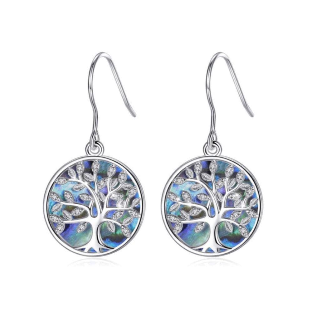 Brincos Aros Pendant Tree of Life em prata madrepérola 92