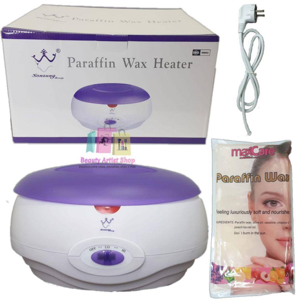 Panela de aquecimento de parafina + 450 g de parafina + kit de 1 par de luvas