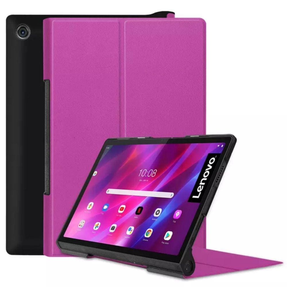 Capa para tablet Lenovo Yoga 11 YT-J706 roxa de couro sintético
