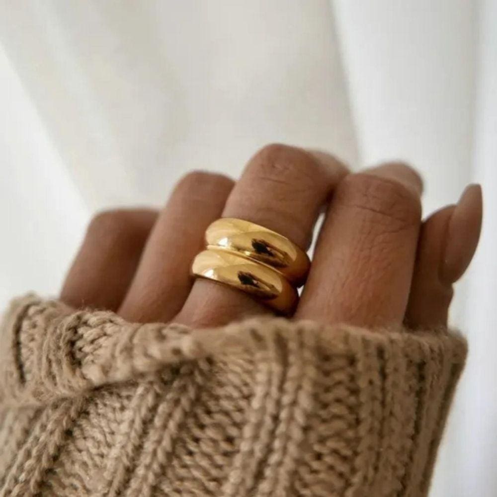 Anel, modelo de casamento banhado a ouro 18K para mulheres