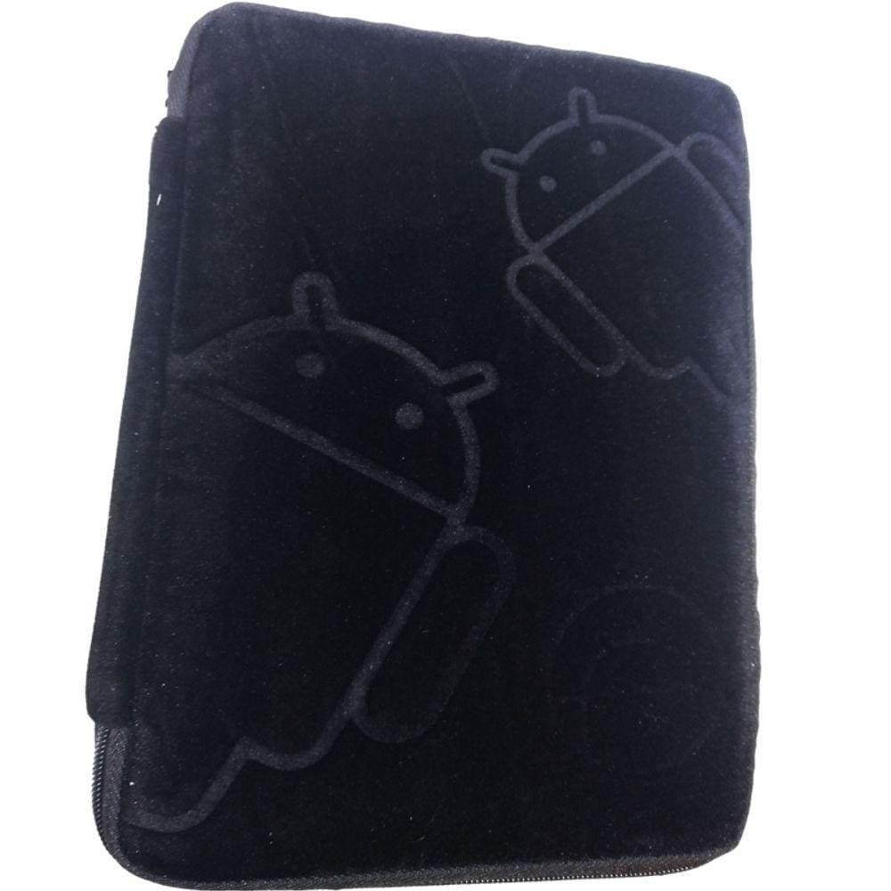 Capa para tablet com exterior de flanela acolchoada preta de 7 polegadas