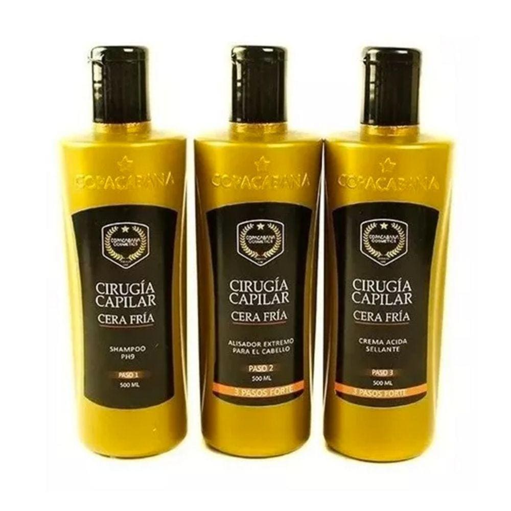 Kit de cirurgia capilar Cold Wax 500mL em 3 etapas para cabelos rebeldes