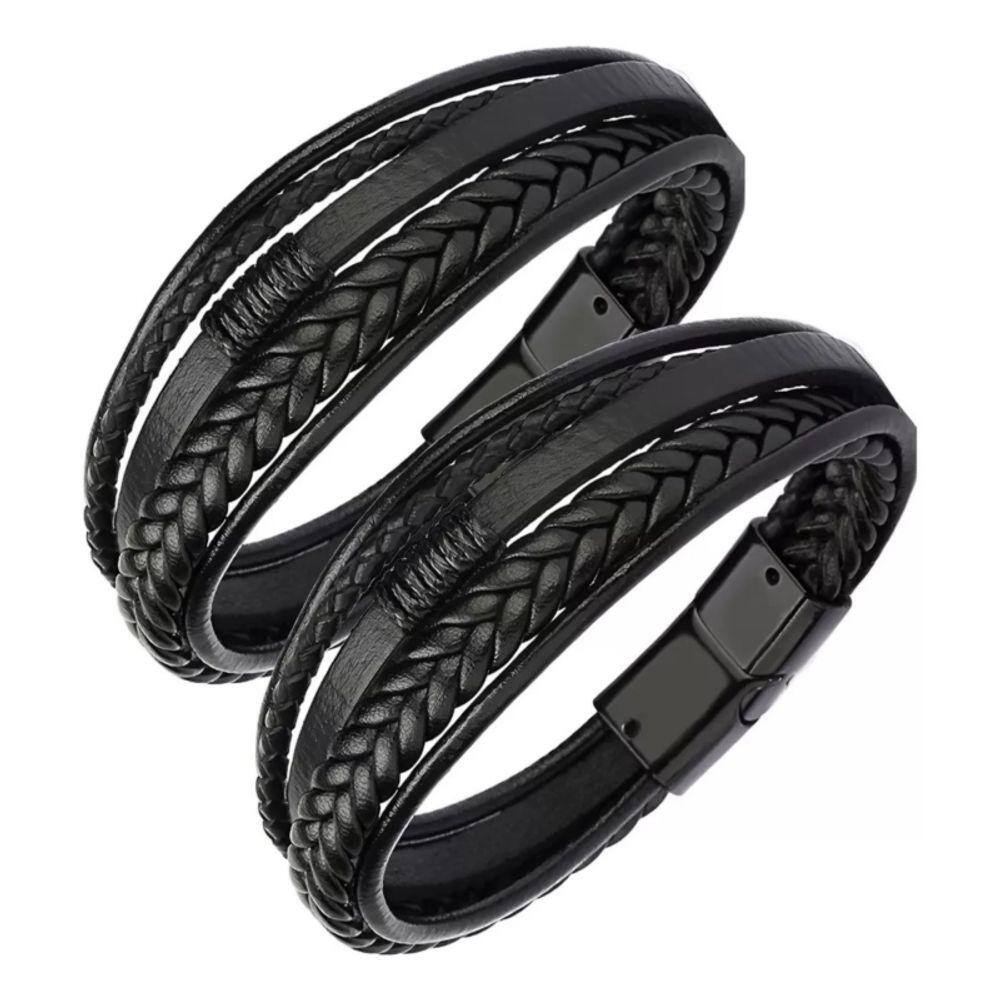 Conjunto de pulseiras X2 Leather Viking para homem e mulher