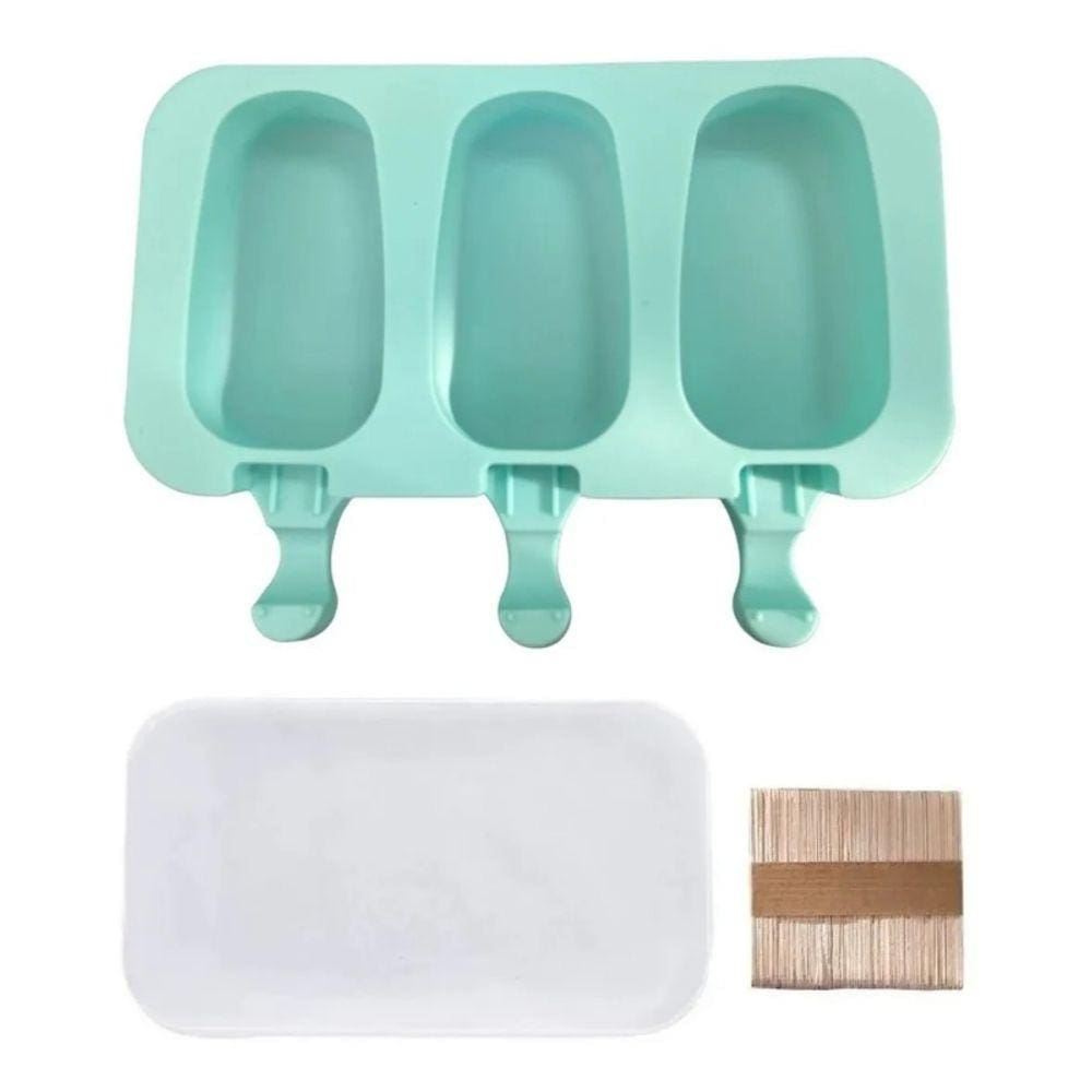 Molde de palete de sorvete Moldes de silicone para 3 picolés