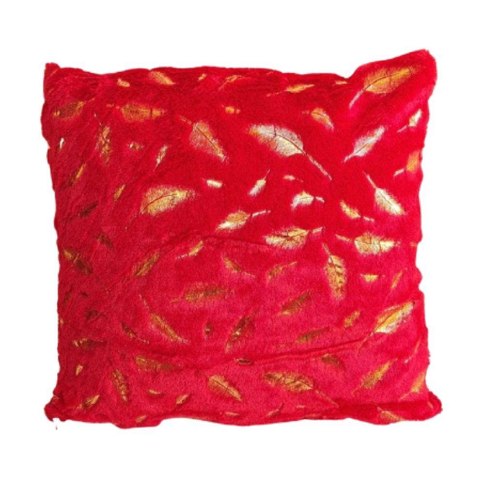 Capa de almofada de penas para cabelo curto vermelha 45x45cm