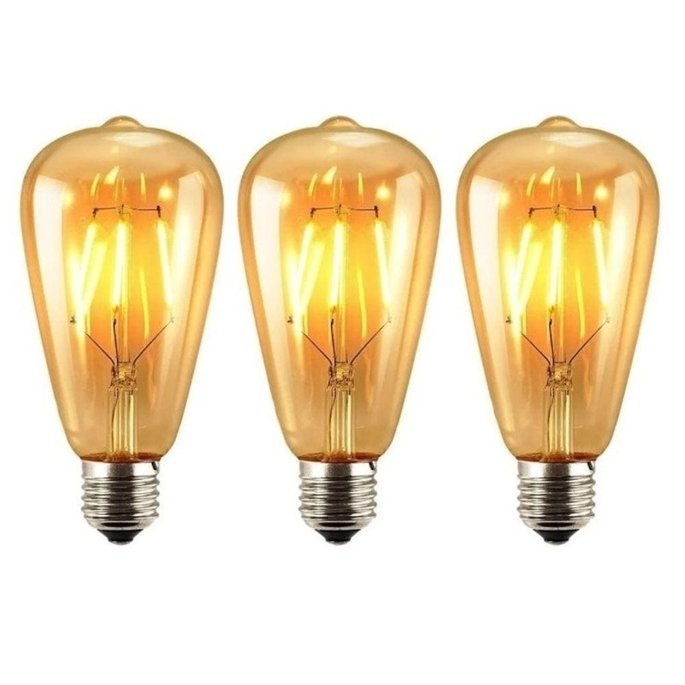 Pacote de lâmpadas LED x3 Retro Vintage Warm Light 4W E27
