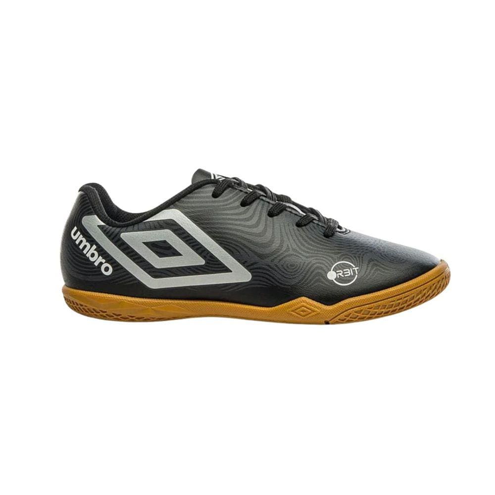 Chuteira Umbro Orbit Jr Futsal Indoor Infantil Preto Cinza Branco