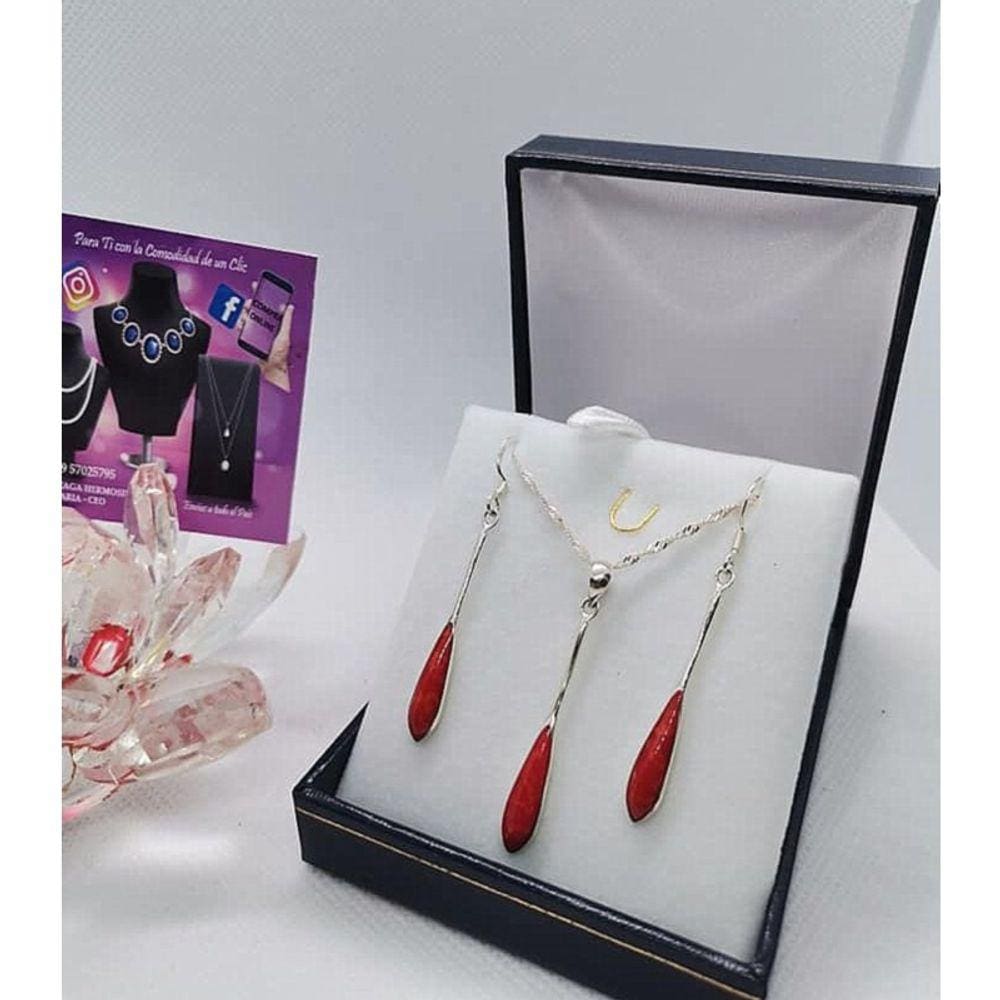 Conjunto de joias Hermosi Jaspe Stone Drop em prata esterlina 925