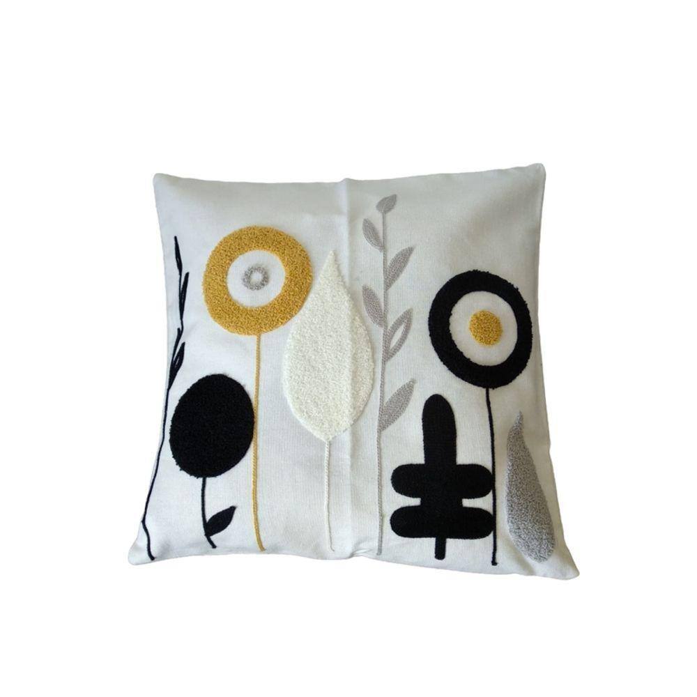 Capa de almofada decorativa 40x40cm, bordada de algodão minimalista
