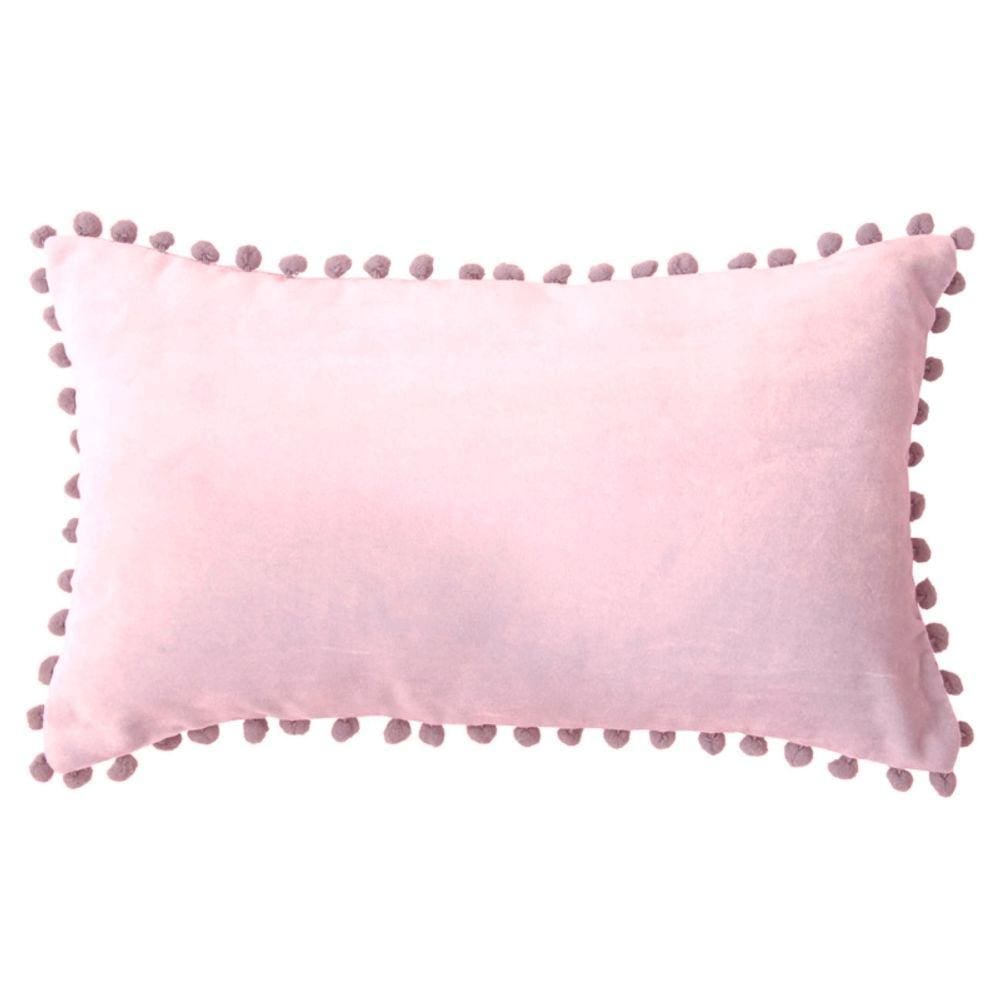 Capa de almofada retangular 50x30cm com design de pompon rosa