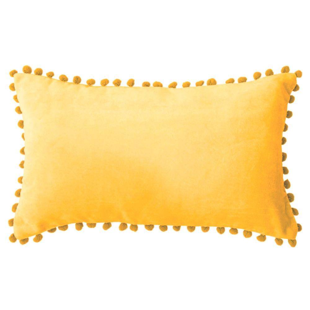 Estojo retangular 50x30cm amarelo com design de pompon