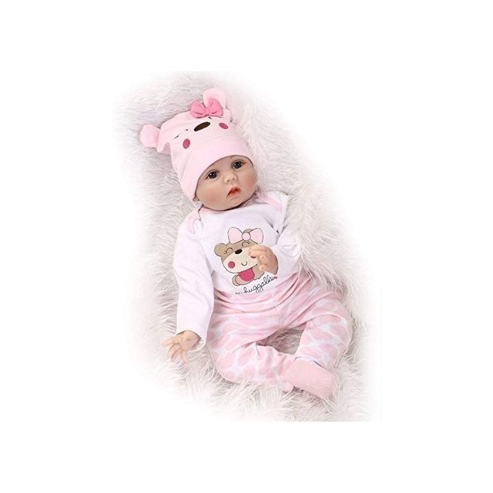 Baby Doll Reborn Silicone Soft 55cm, urso realista