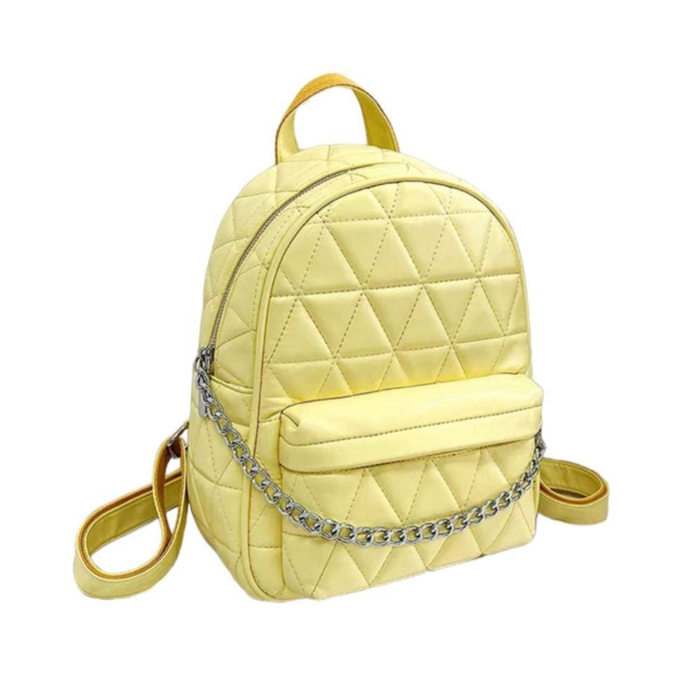 Mochila feminina de uso diário em couro PU leve 470g