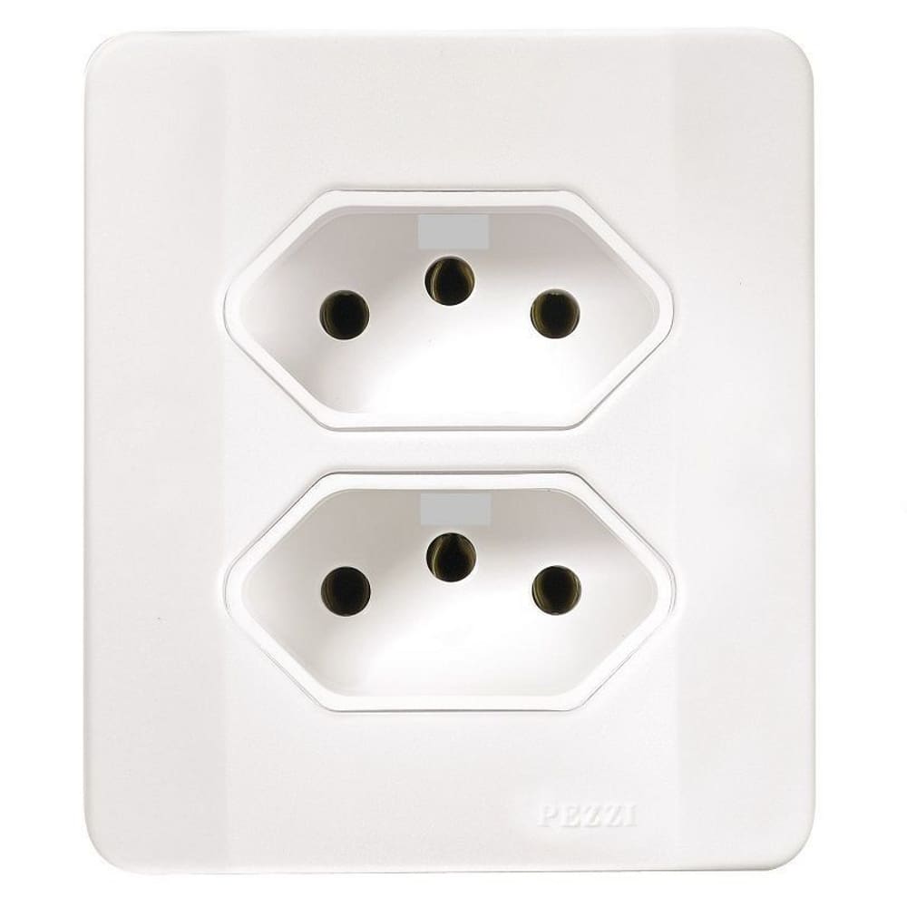 Tomada Dupla 2P+T c/Caixa Sobrepor Branca 20A 60515 - Pezzi
