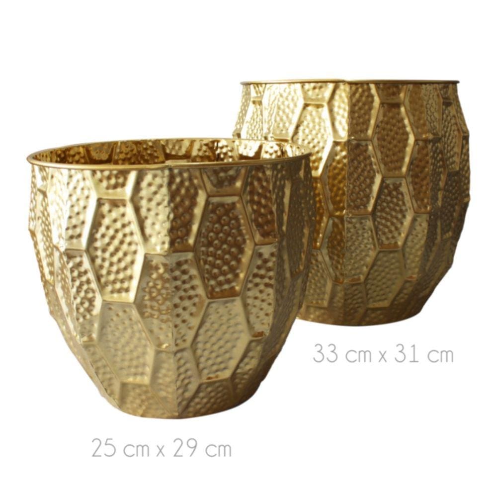 Conjunto de vasos de flores Big Golden Pot Pots 2 de metal de alumínio
