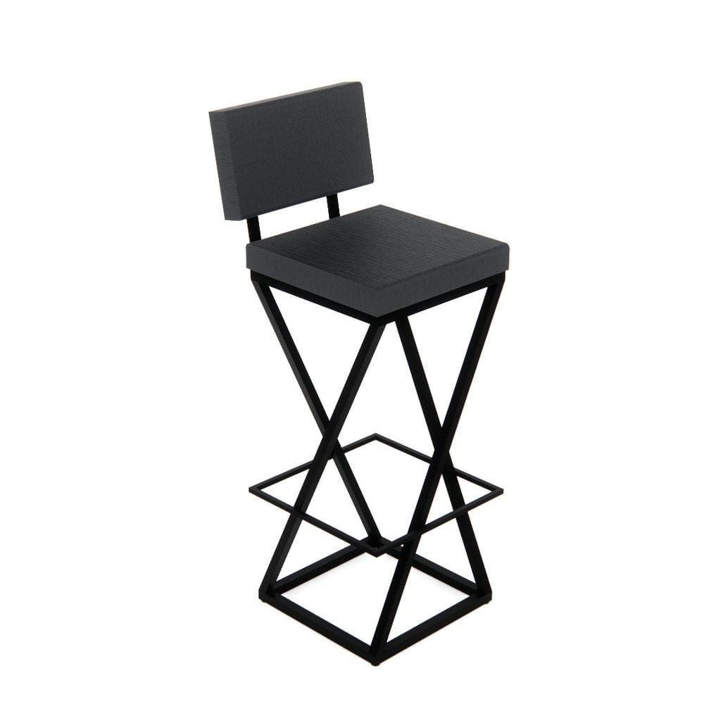 Banqueta Zênite com Encosto - Preto - Assento Estofado