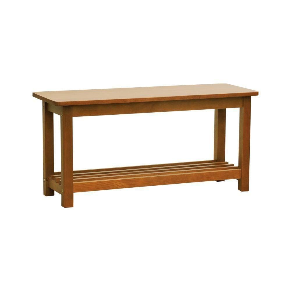 Banco Sapateira Viena Madeira Maciça - Amêndoa Assento Amêndoa Madeira