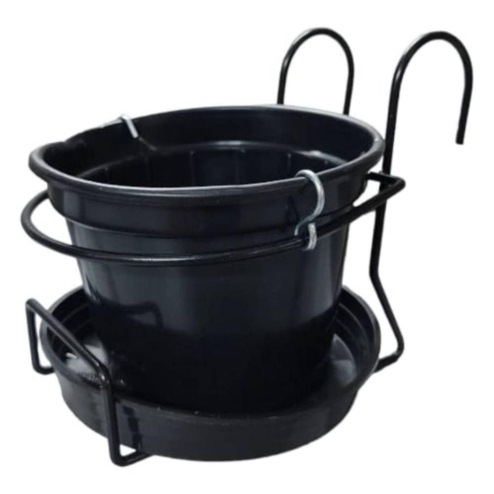 Suporte Orquídea Preto com Vaso e Prato (N17) JC JARDIM