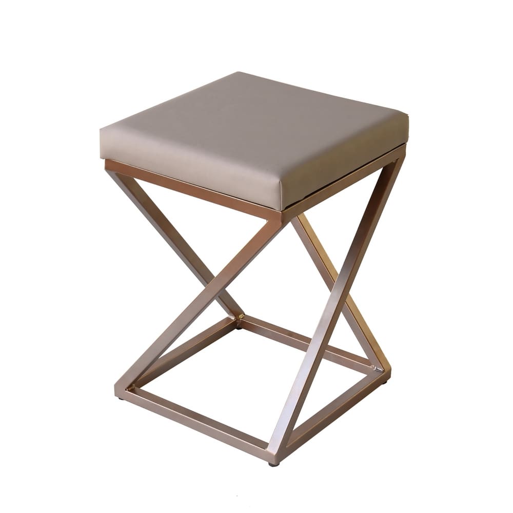 Banquinho Zênite - Metalon Cobre - Assento Estofado