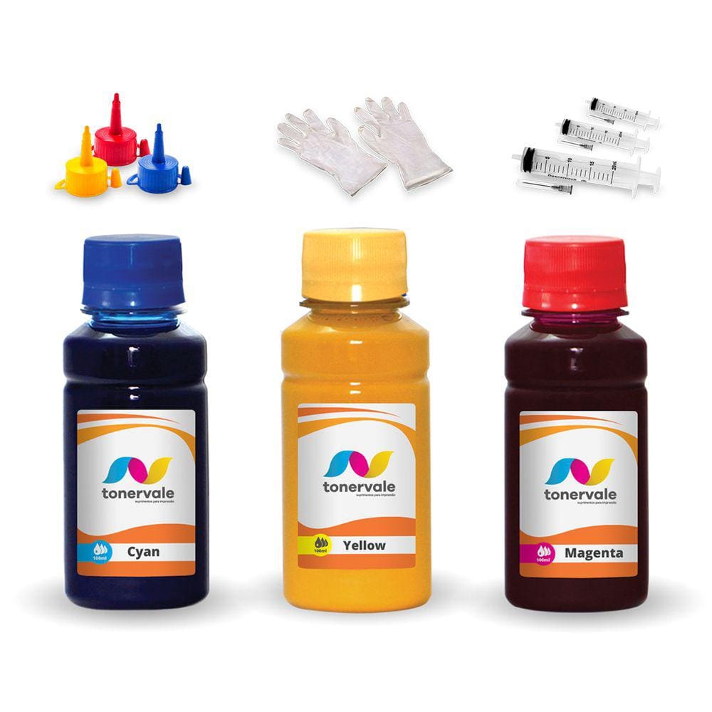 Kit 3 Tinta Para Epson XP214 T194120 CMYK 100ml